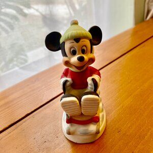 Vintage Walt Disney Productions Mickey Mouse Winter Ceramic Figurine
